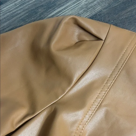 Calvin Klein Faux Leather Pencil Dress Women’s Size 10 Camel - Picture 4 of 7